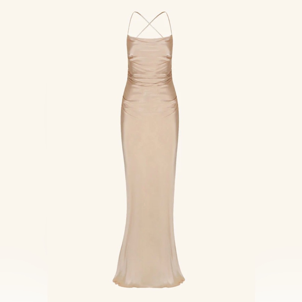 Shona Joy La Lune Lace Back Maxi Dress- Gold - Picture 5 of 8
